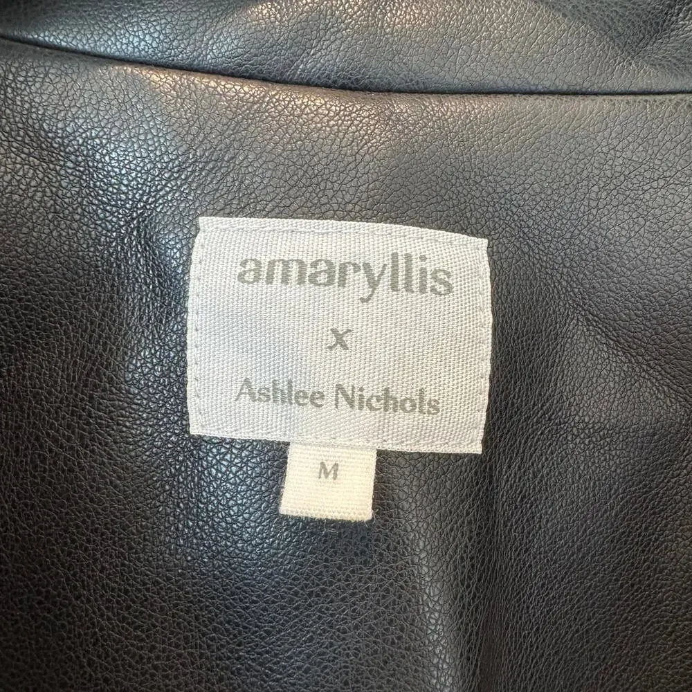 Amaryllis x Ashlee Nichols Black Faux Leather Blazer Jacket Medium - Picture 5 of 12